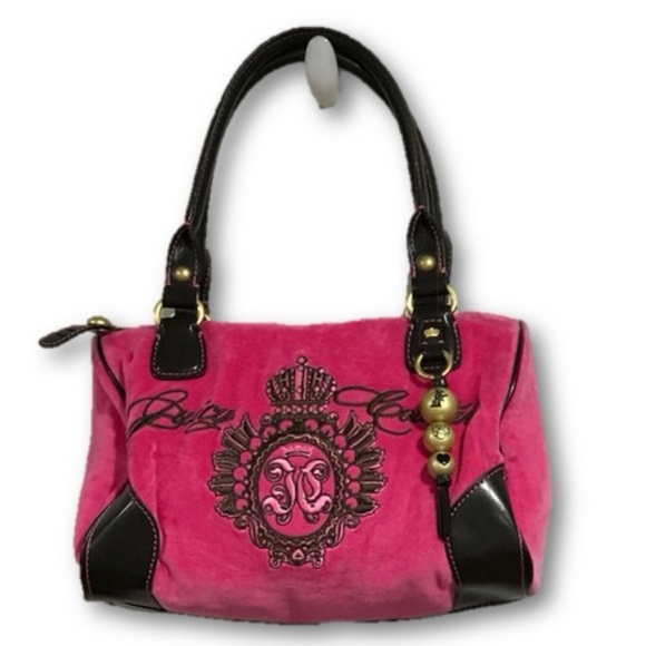 Juicy Couture Handbags - Juicy Couture Pink Crown Crest Velour Bag